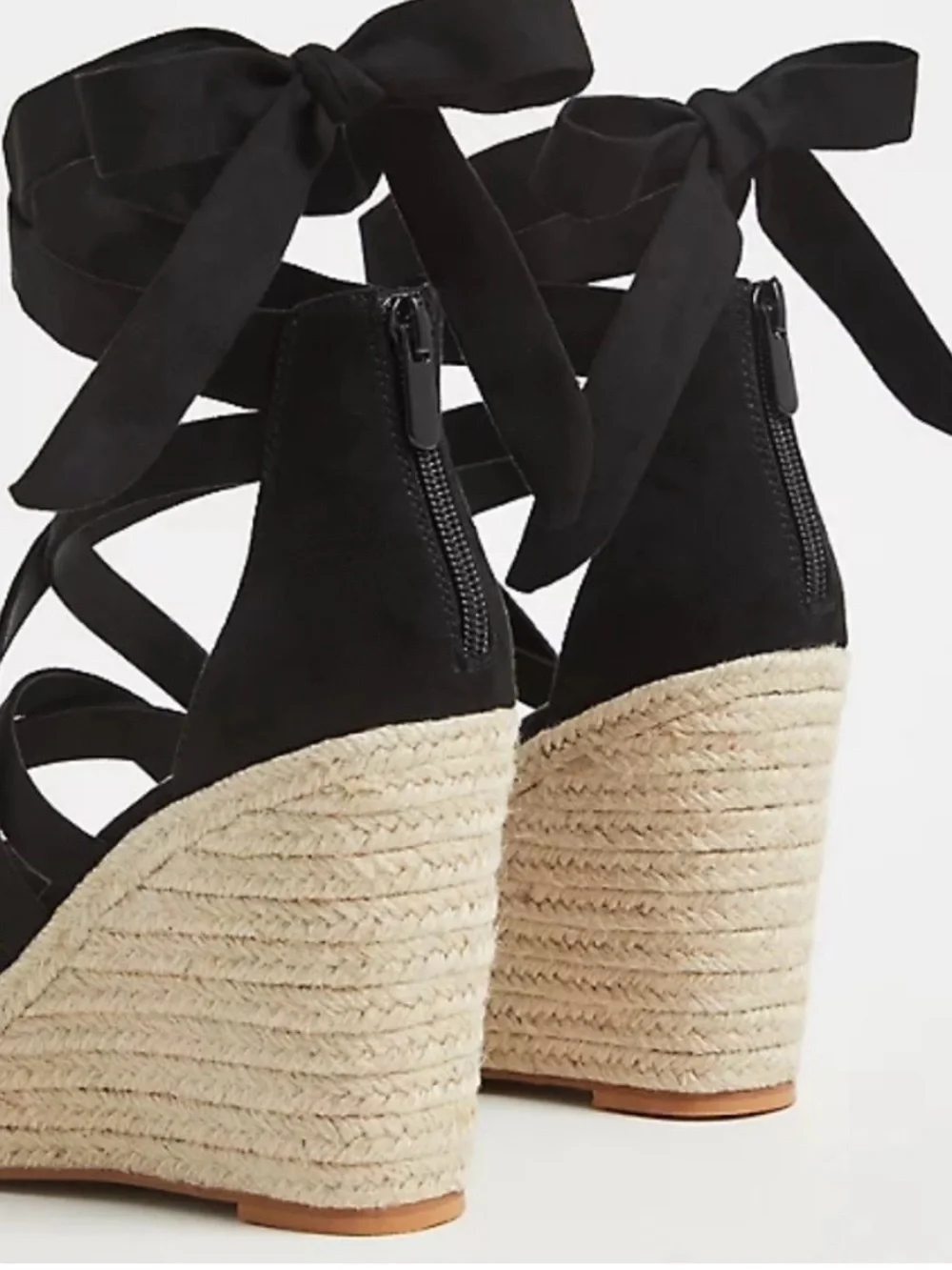 Torrid Black Strappy Espadrille Wedge Sandals size 10WW